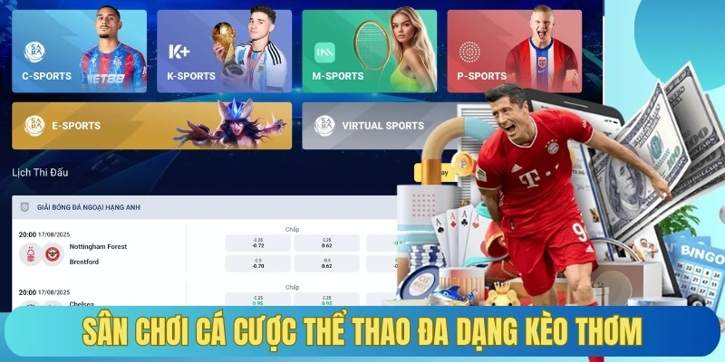 Sân chơi cá cược thể thao đa dạng kèo thơm