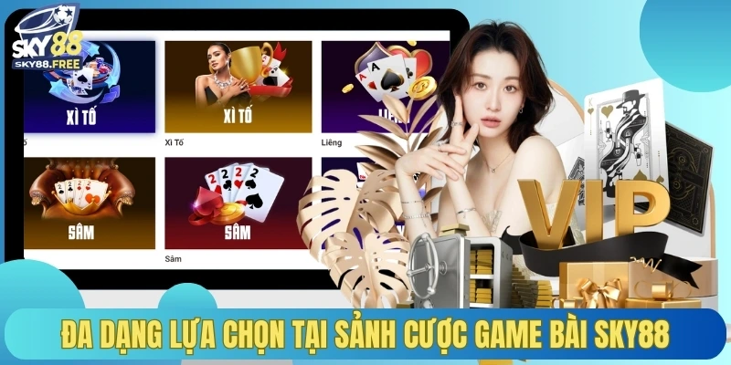 Đa dạng lựa chọn tại sảnh cược game bài SKY88